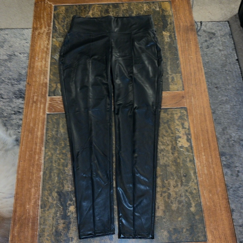Nine West Faux Black Leather Leggings Pants Size Small